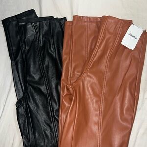 Forever 21 Black and Tan Faux Leather Pants